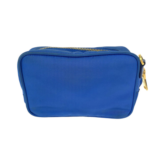 PRADA Shoulder Bag Nylon Blue GoldMetal Shoulder Bag pochette Test ribbon Women Used Authentic
