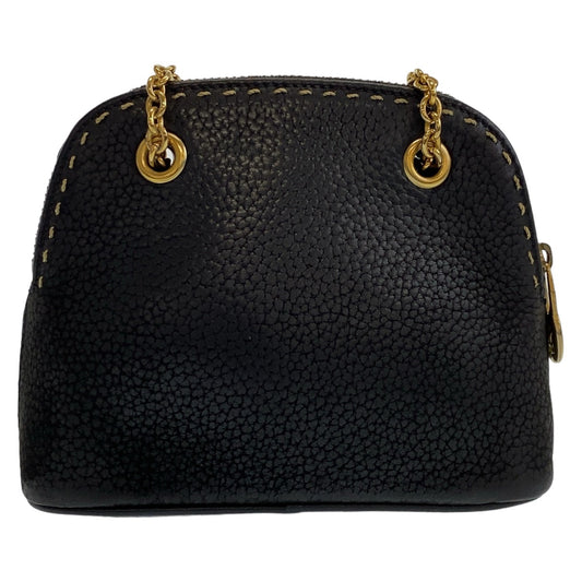 CELINE Shoulder Bag leather Black GoldMetal Triomphe