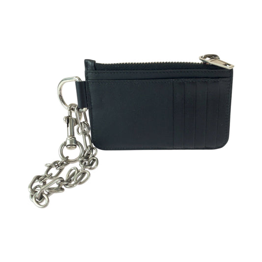 BALENCIAGA Coin case 655594 leather Black Silver Metal Chained Coin Case Fragment Case Card Case logo mens(Unisex) Used Authentic