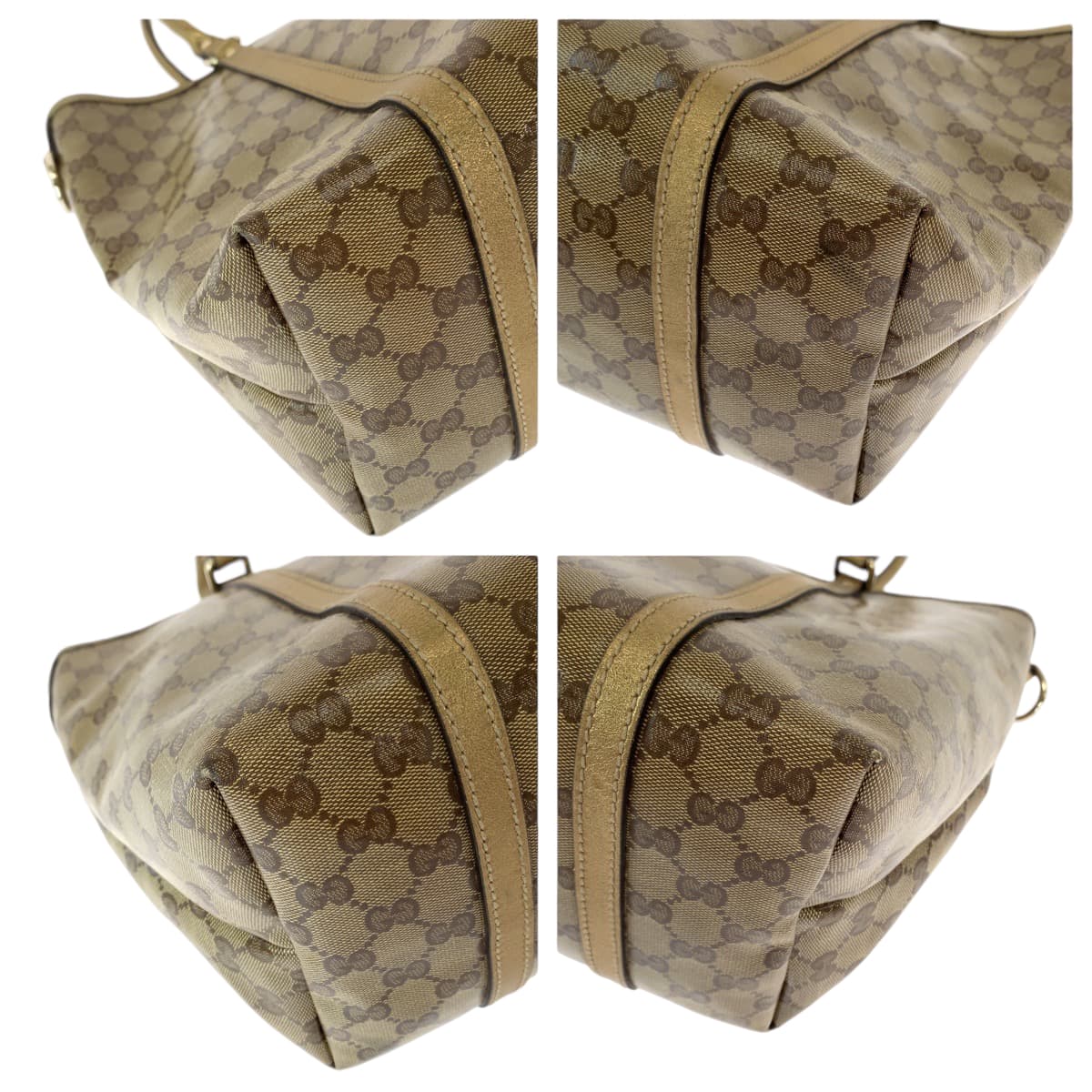 GUCCI Tote Bag 197953 GG Supreme Canvas Brown Gold Gold Metal Tote Bag Shoulder Bag GG crystal Women Used Authentic