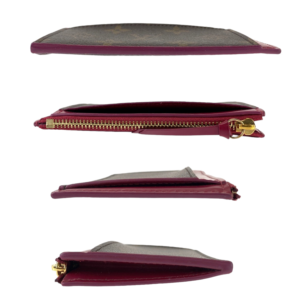 LOUIS VUITTON Coin case M67889 PVC Brown wine red Fragment case Card case Coin case Monogram Porte Cartes Zip Women Used Authentic