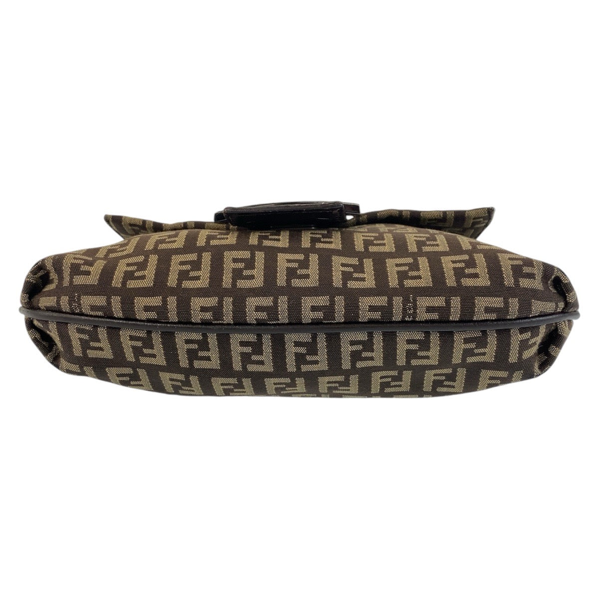 FENDI Shoulder Bag canvas Brown Silver Metal Shoulder Bag pochette Zucchino Kamsepochet Women Used Authentic