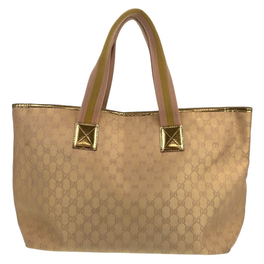 GUCCI Tote Bag 267474 001013 GG canvas Beige gold Tote Bag Shoulder Bag Women Used Authentic