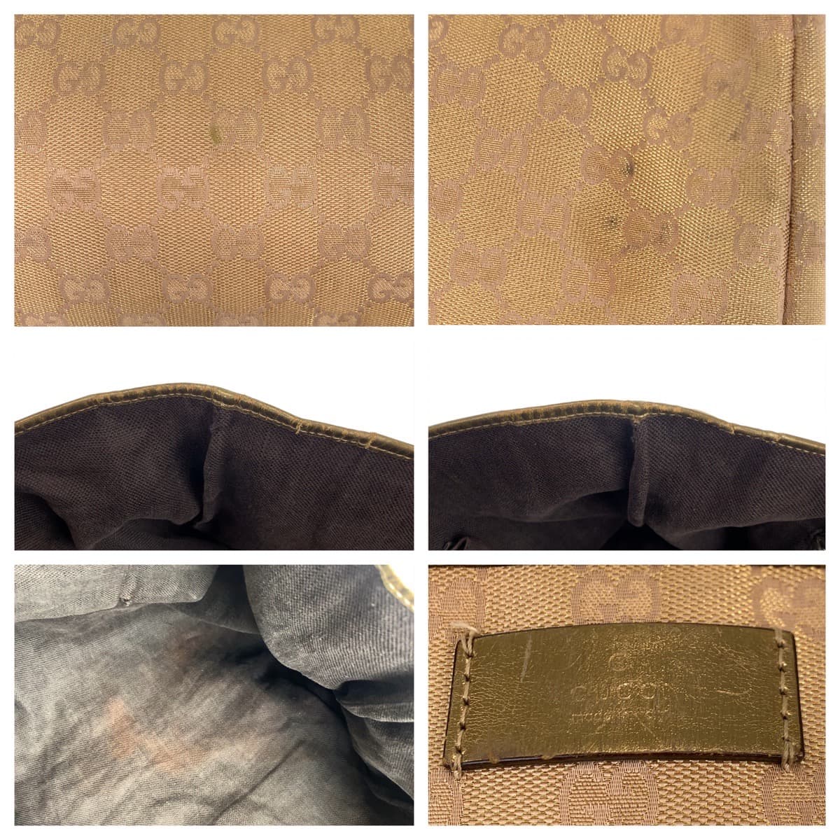 GUCCI Tote Bag 267474 001013 GG canvas Beige gold Tote Bag Shoulder Bag Women Used Authentic