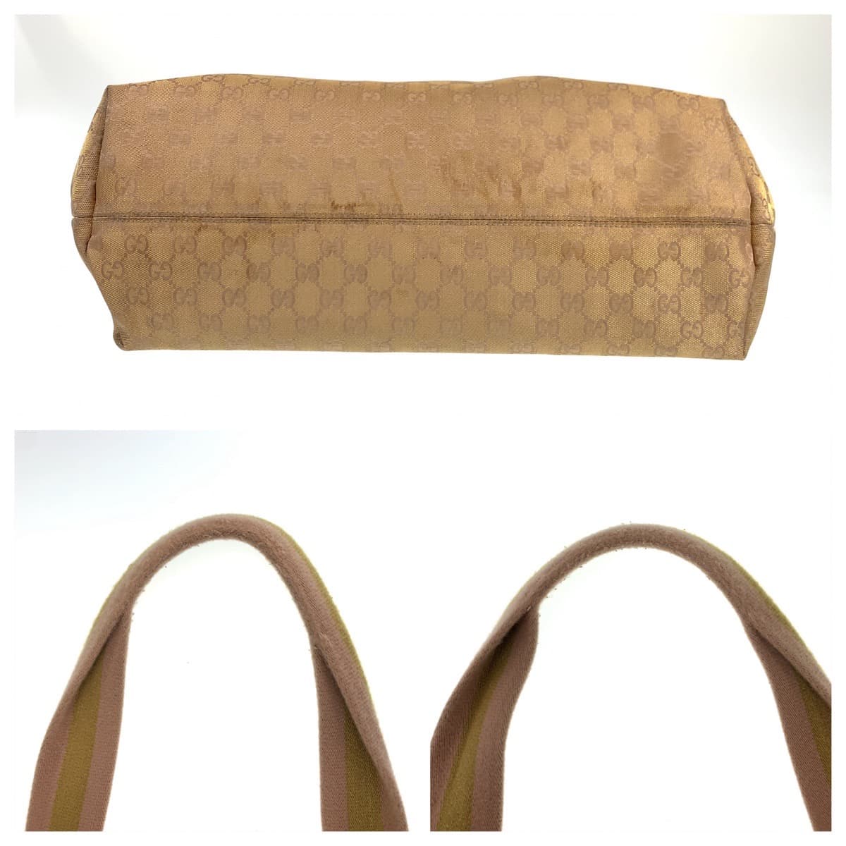 GUCCI Tote Bag 267474 001013 GG canvas Beige gold Tote Bag Shoulder Bag Women Used Authentic