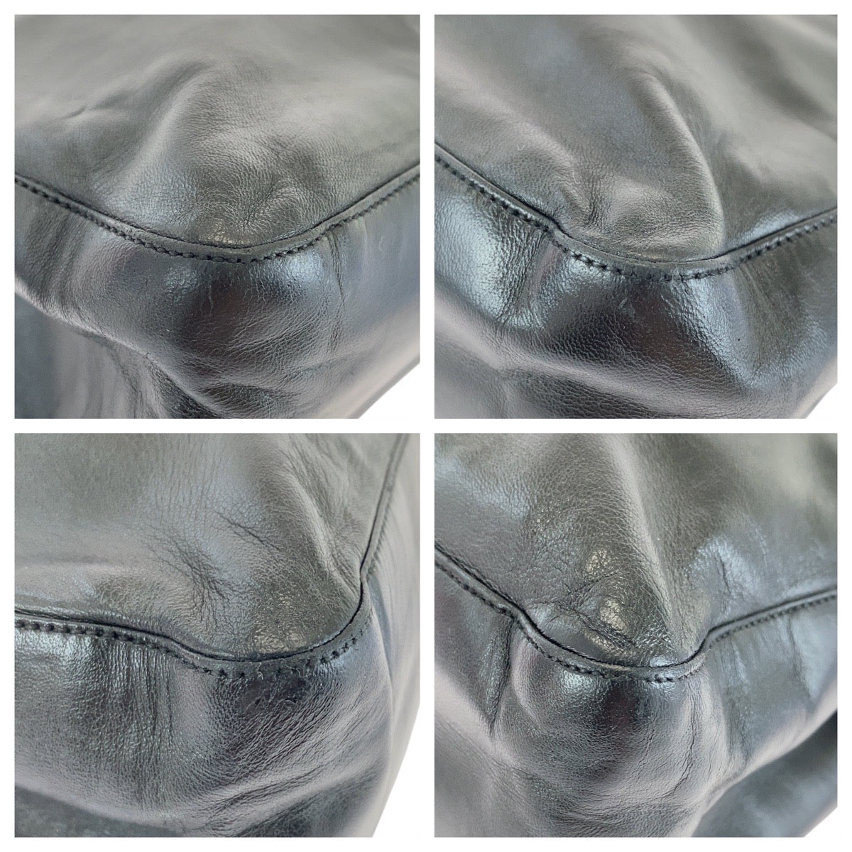 PRADA Tote Bag Leather, Plastic Black Silver Metal Tote Bag handbag Plastic Chain Women Used Authentic