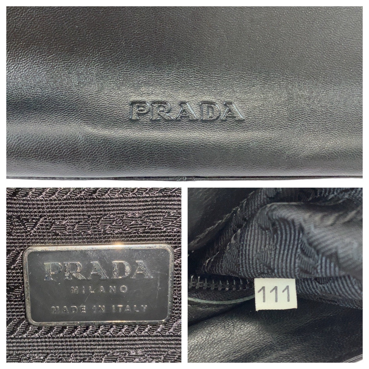 PRADA Tote Bag Leather, Plastic Black Silver Metal Tote Bag handbag Plastic Chain Women Used Authentic