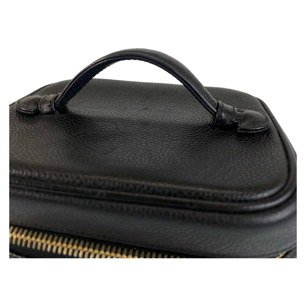 CHANEL Handbag Caviar skin Black GoldMetal Handbag vanity bag COCO Mark Women Used Authentic