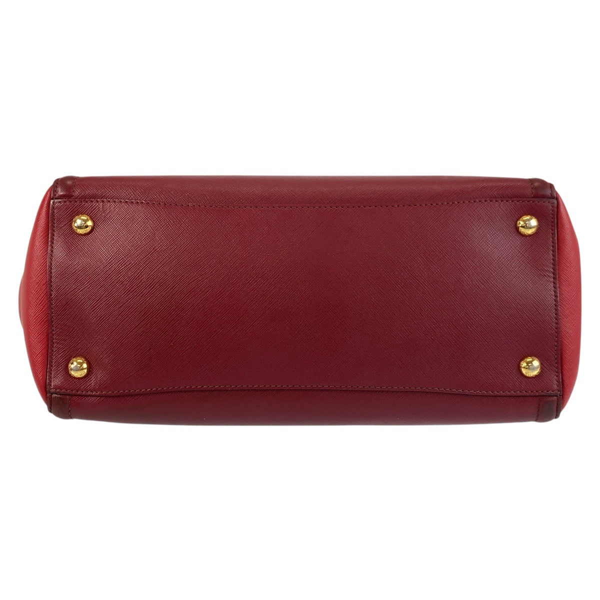 PRADA Tote Bag leather Red Gold Metal Tote Bag Handbag Shoulder Bag 2way Safiano Women Used Authentic