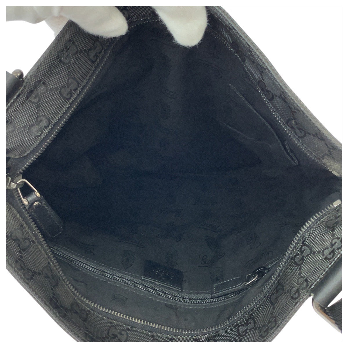 GUCCI Shoulder Bag 201446 PVC Black black Shoulder Bag Messenger Bag Unisex GG implementation mens Used Authentic