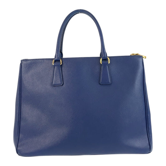 PRADA Handbag BN1786 leather Blue GoldMetal Handbag Tote Bag Safiano Galleria TriangleWith logo Women Used Authentic