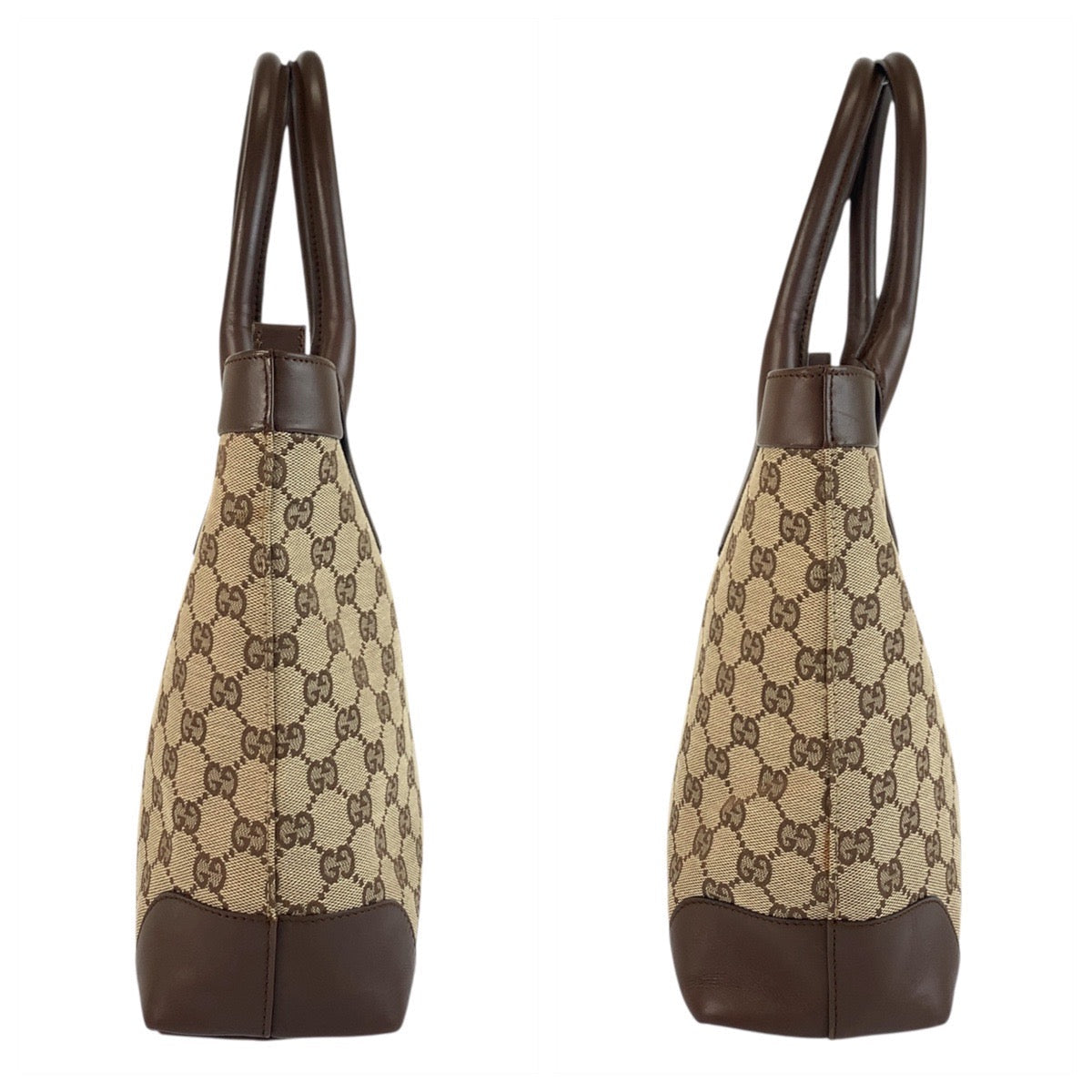 GUCCI Tote Bag 002 1119 GG canvas, leather Beige brown Tote Bag handbag Women Used Authentic