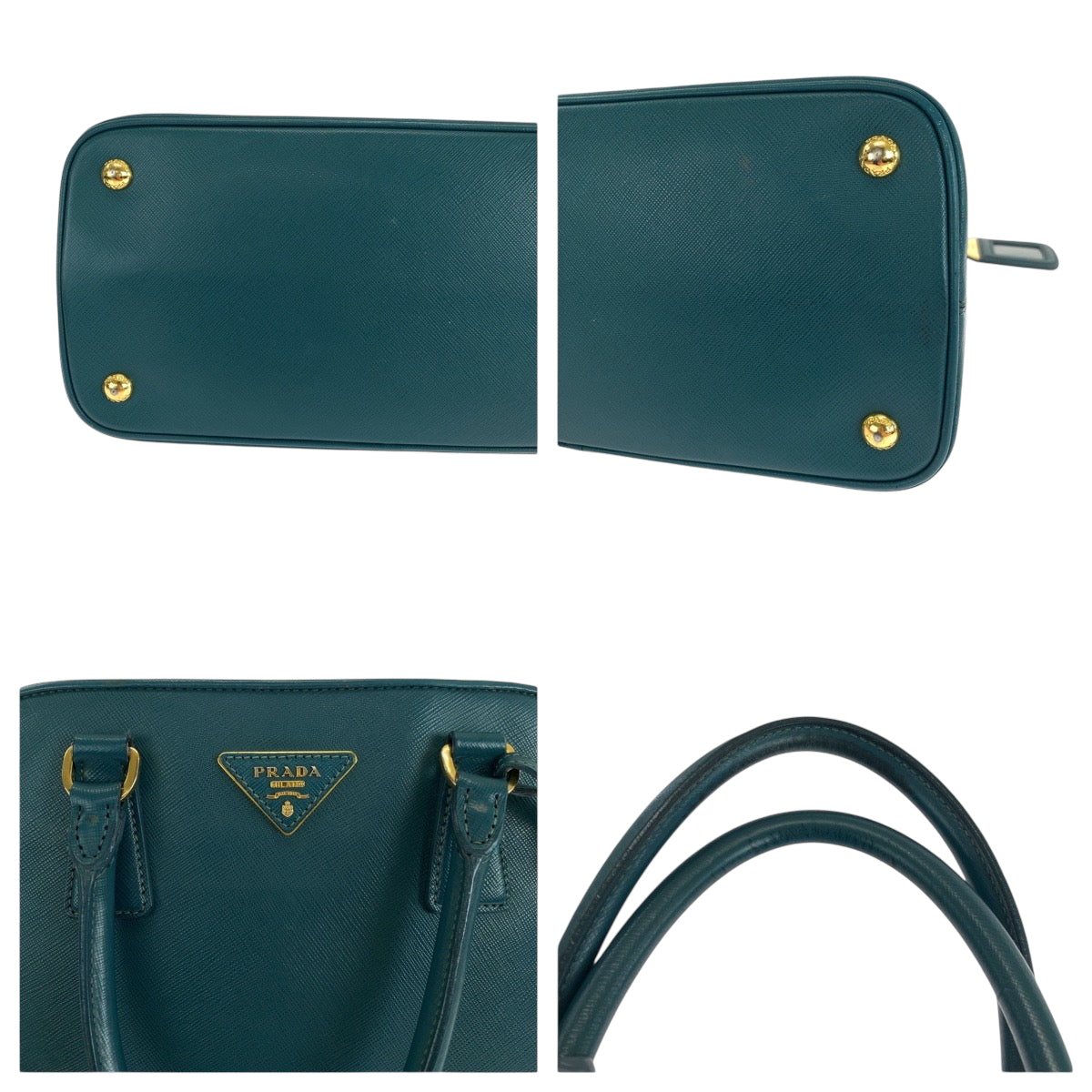 PRADA Shoulder Bag leather Green GoldMetal Saffiano Lacus
