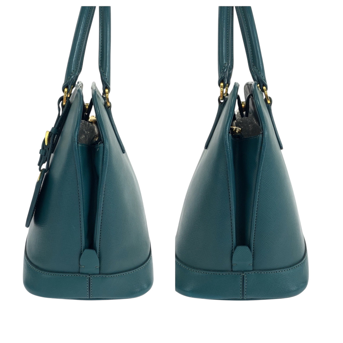PRADA Shoulder Bag leather Green GoldMetal Saffiano Lacus