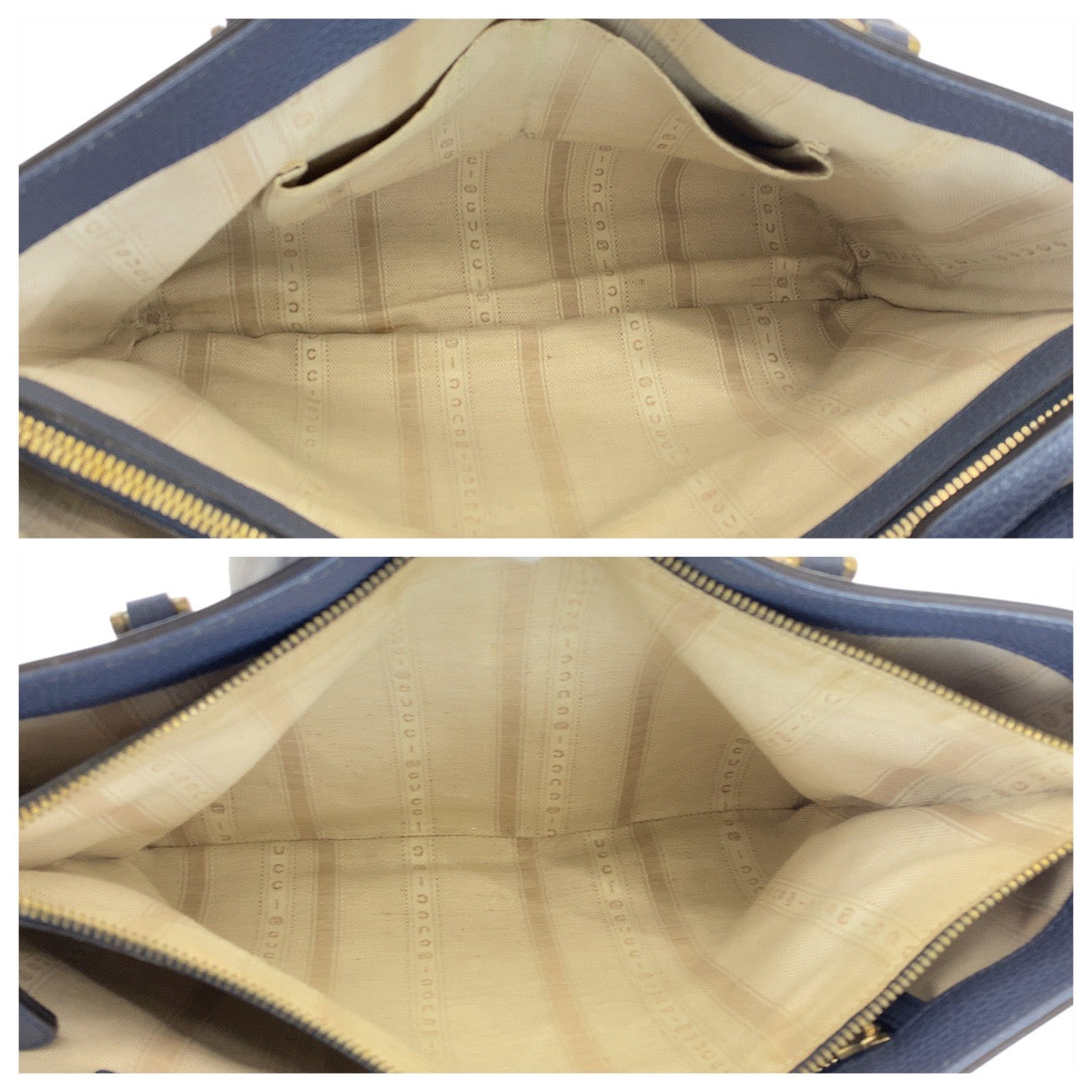 GUCCI Tote Bag 388561 leather Blue GoldMetal Tote Bag Shoulder Bag Interlocking Women Used Authentic