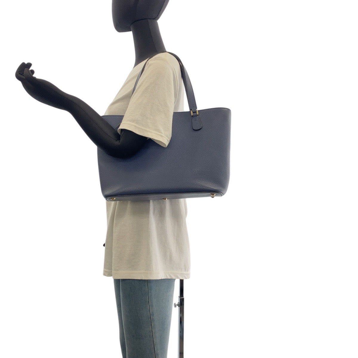 GUCCI Tote Bag 388561 leather Blue GoldMetal Tote Bag Shoulder Bag Interlocking Women Used Authentic