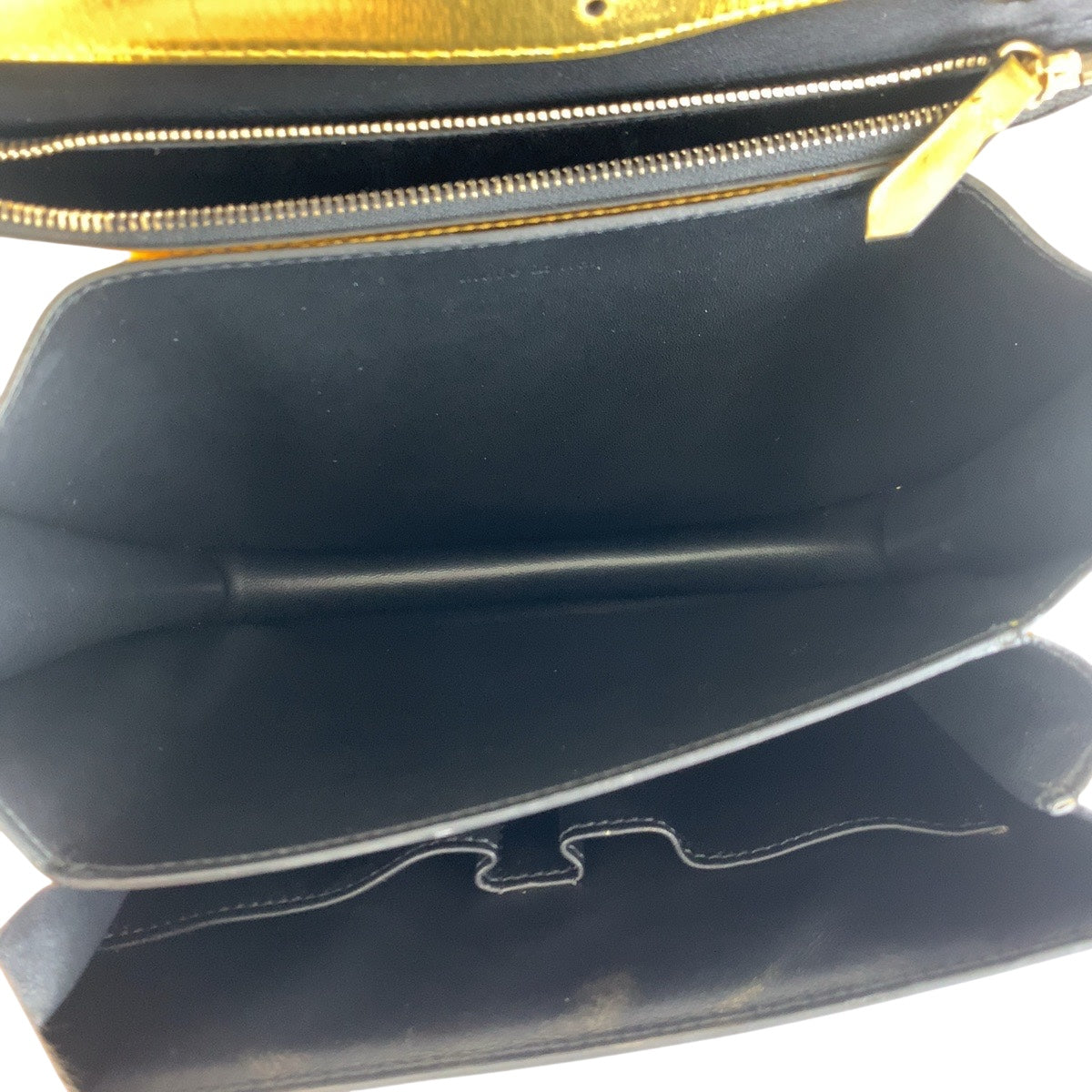 CELINE Shoulder Bag leather Gold Metal Shoulder Bag pochette Women Used Authentic