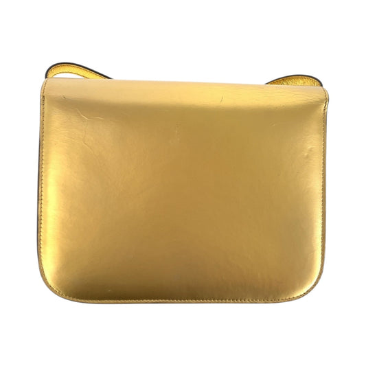CELINE Shoulder Bag leather Gold Metal Shoulder Bag pochette Women Used Authentic