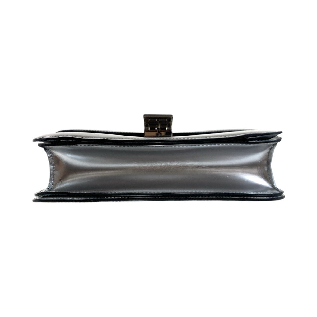 CELINE Shoulder Bag leather Silver SilverMetal Shoulder Bag pochette Women Used Authentic