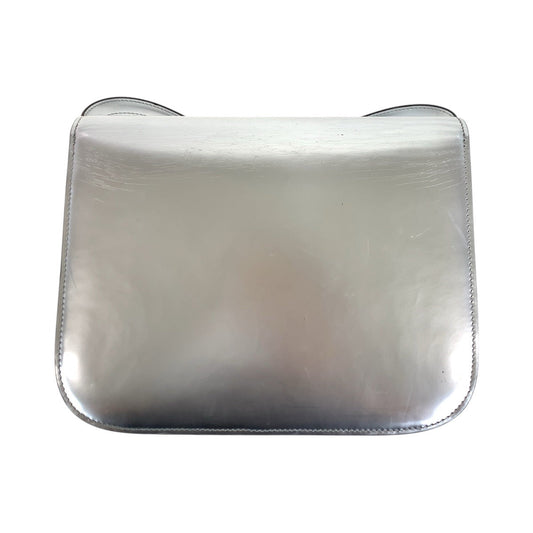 CELINE Shoulder Bag leather Silver SilverMetal Shoulder Bag pochette Women Used Authentic