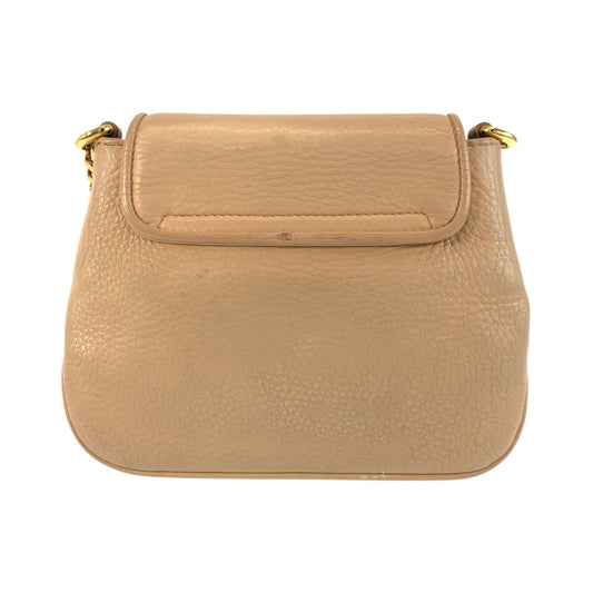 GUCCI Shoulder Bag 251821 leather Beige Gold Metal ChainShoulder Bag Pochette Double G Women Used Authentic