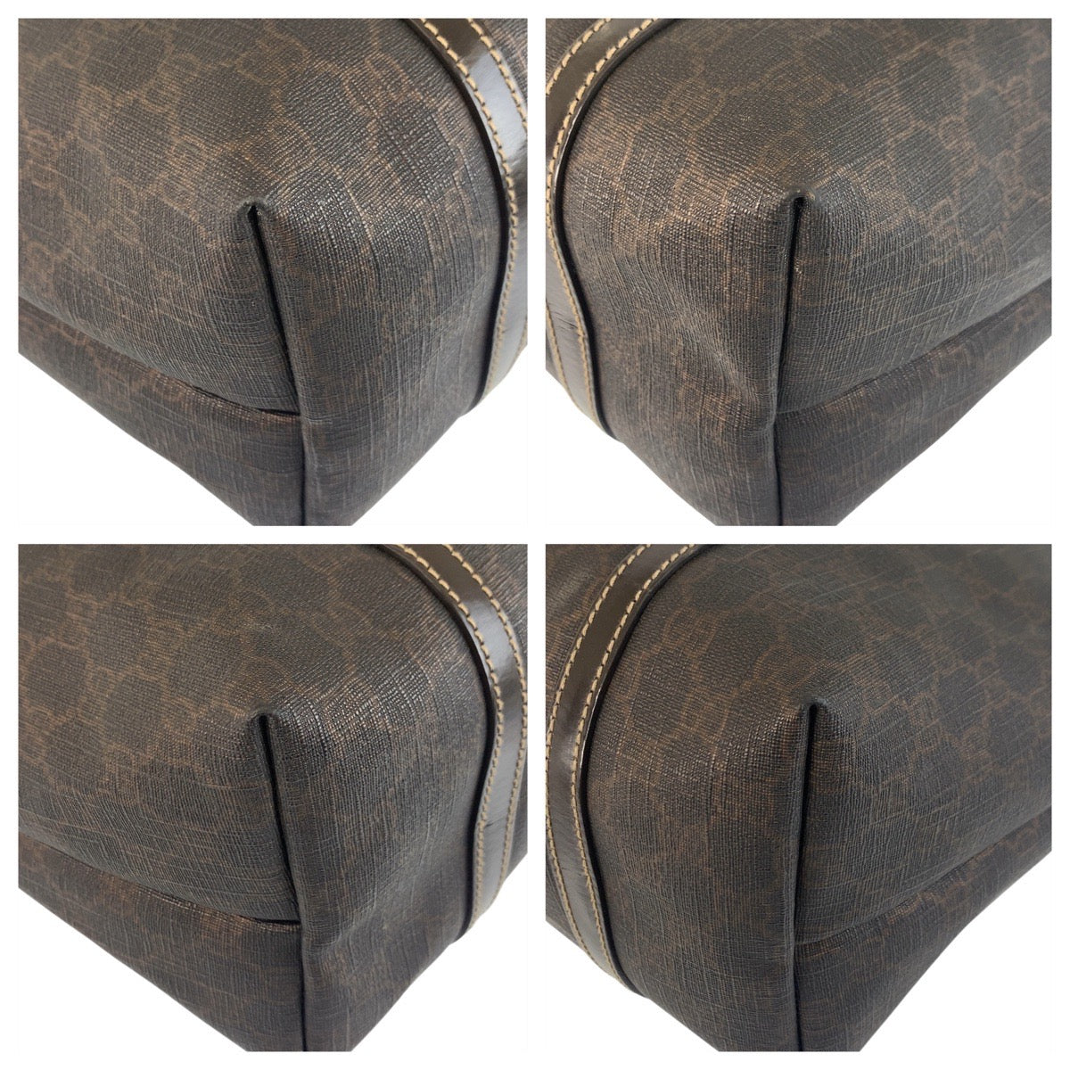 GUCCI Tote Bag 197953 GG Supreme Canvas Brown Gold Metal Tote Bag Shoulder Bag Women Used Authentic