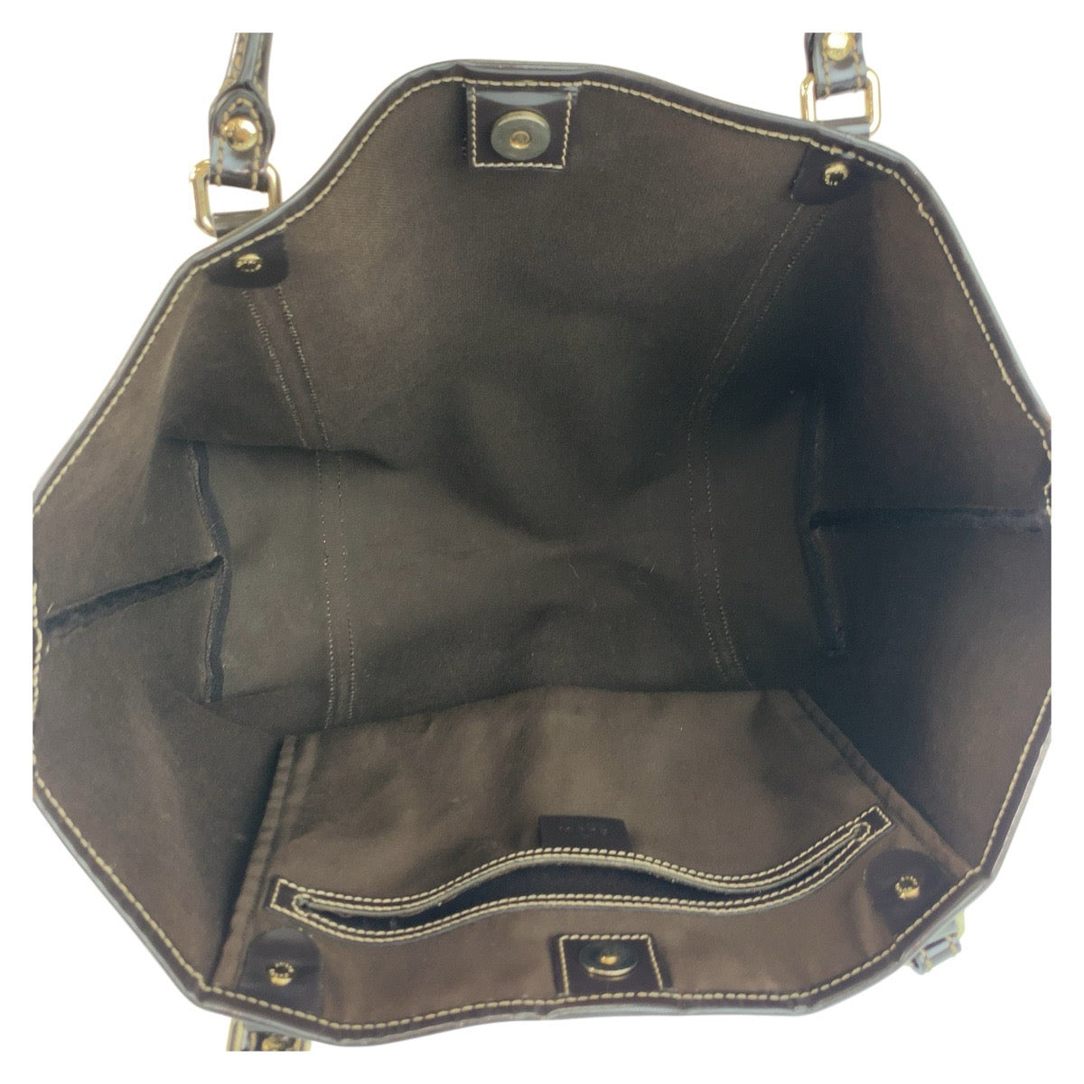 GUCCI Tote Bag 197953 GG Supreme Canvas Brown Gold Metal Tote Bag Shoulder Bag Women Used Authentic