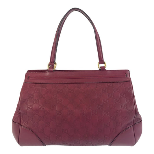 GUCCI Tote Bag 257063 leather Wine Red Gold Metal Tote Bag Shoulder Bag Guccisima Mayfair Women Used Authentic