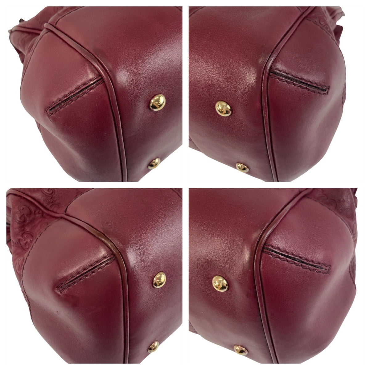GUCCI Tote Bag 257063 leather Wine Red Gold Metal Tote Bag Shoulder Bag Guccisima Mayfair Women Used Authentic
