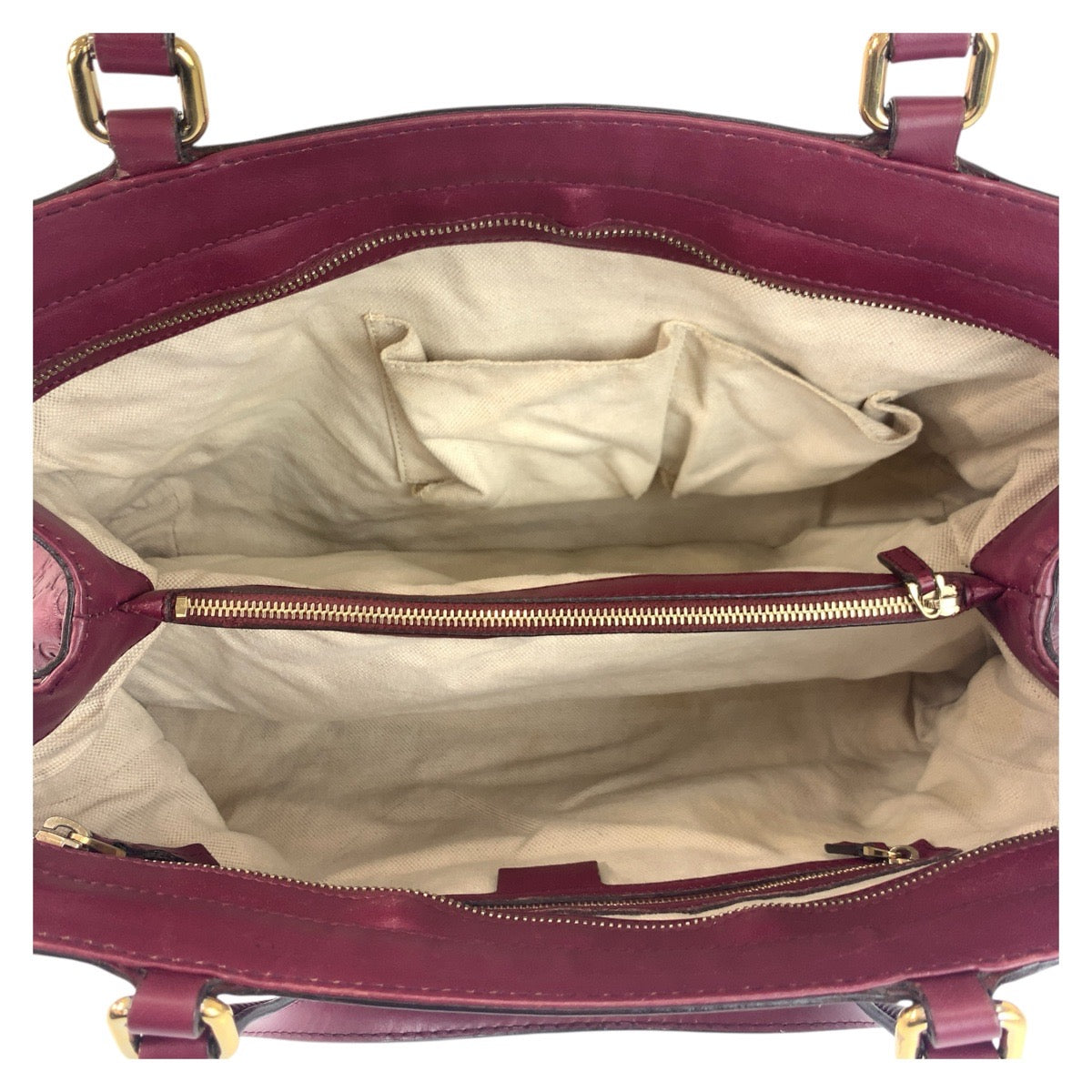 GUCCI Tote Bag 257063 leather Wine Red Gold Metal Tote Bag Shoulder Bag Guccisima Mayfair Women Used Authentic