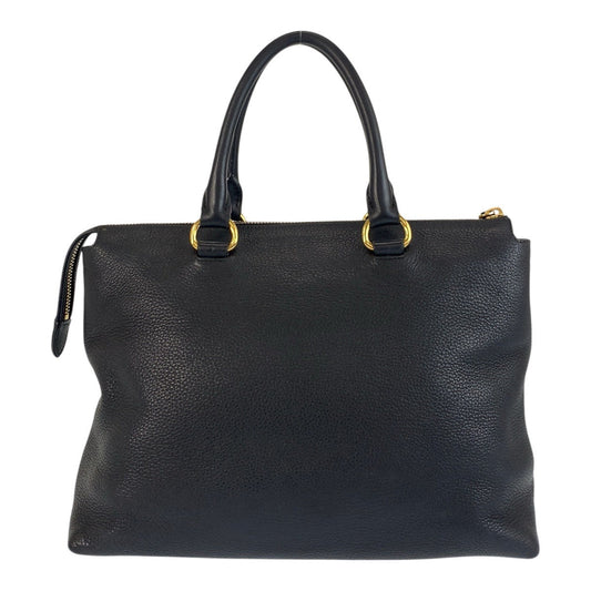 PRADA Handbag leather Black GoldMetal Handbag Tote Bag Vitterodino Women Used Authentic