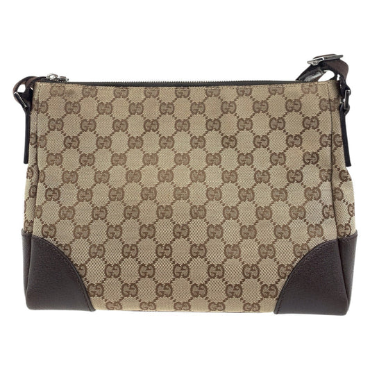 GUCCI Shoulder Bag 114273 GG canvas, leather Brown Silver Metal Shoulder Bag pochette Women Used Authentic