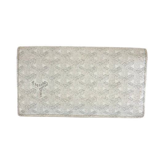 GOYARD Long Wallet Purse PVC White SilverMetal Herringbone