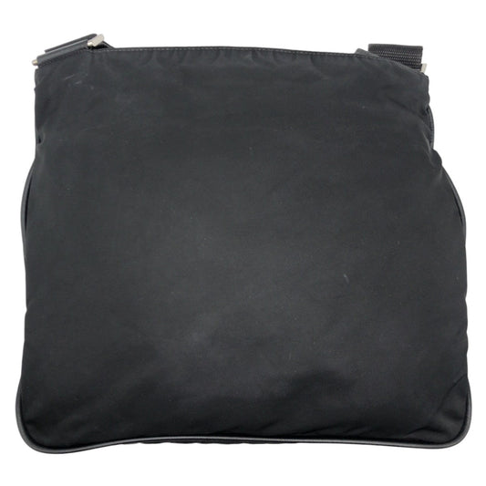 PRADA Shoulder Bag Nylon Black SilverMetal Shoulder Bag pochette Test Triangle With logo Women Used Authentic