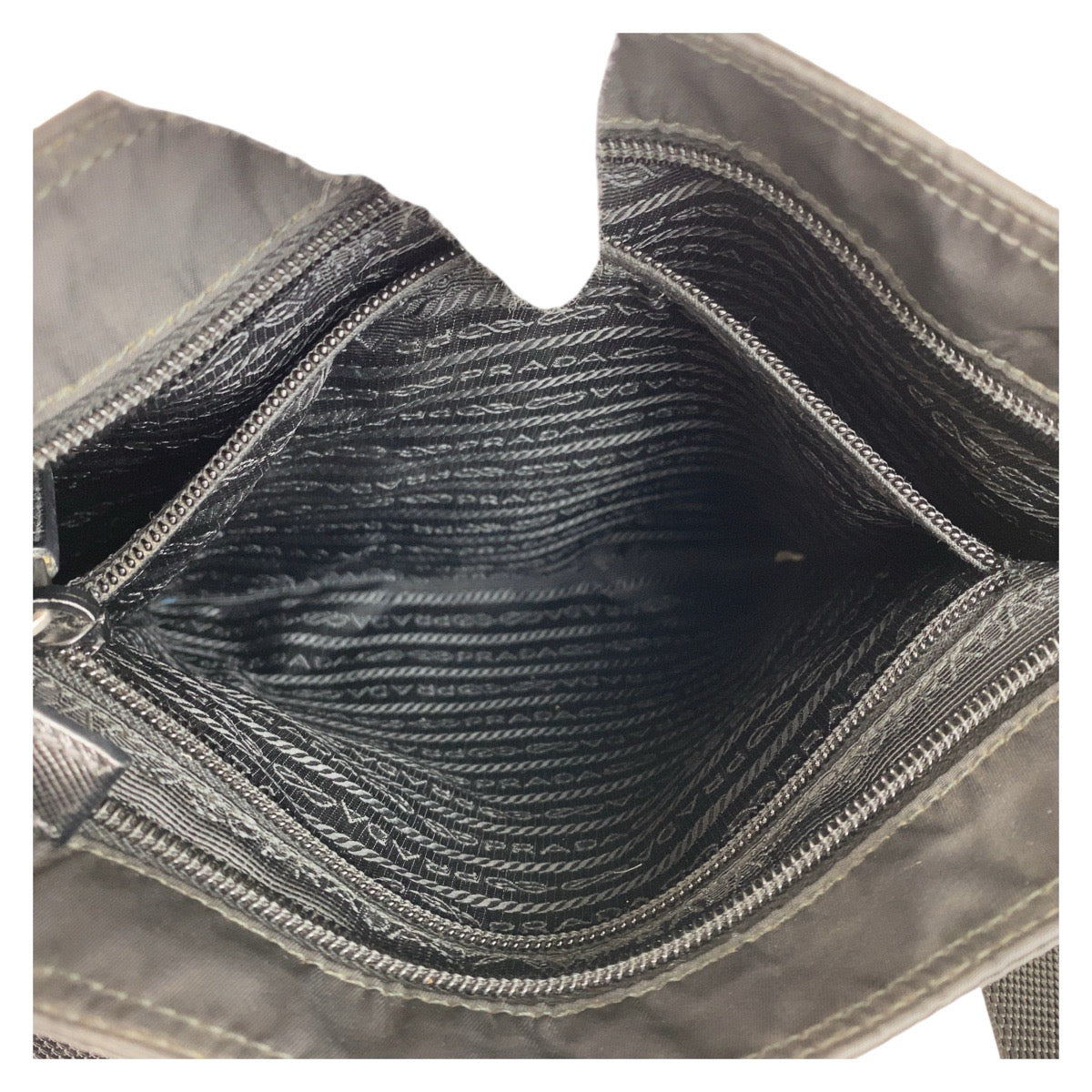 PRADA Shoulder Bag Nylon Black SilverMetal Shoulder Bag Messenger bag Test Triangle With logo Women Used Authentic