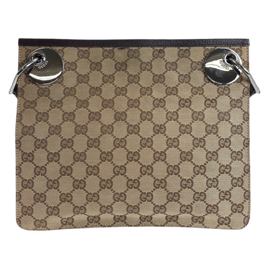 GUCCI Shoulder Bag 120841 GG canvas, leather Brown Silver Metal Shoulder Bag pochette Women Used Authentic