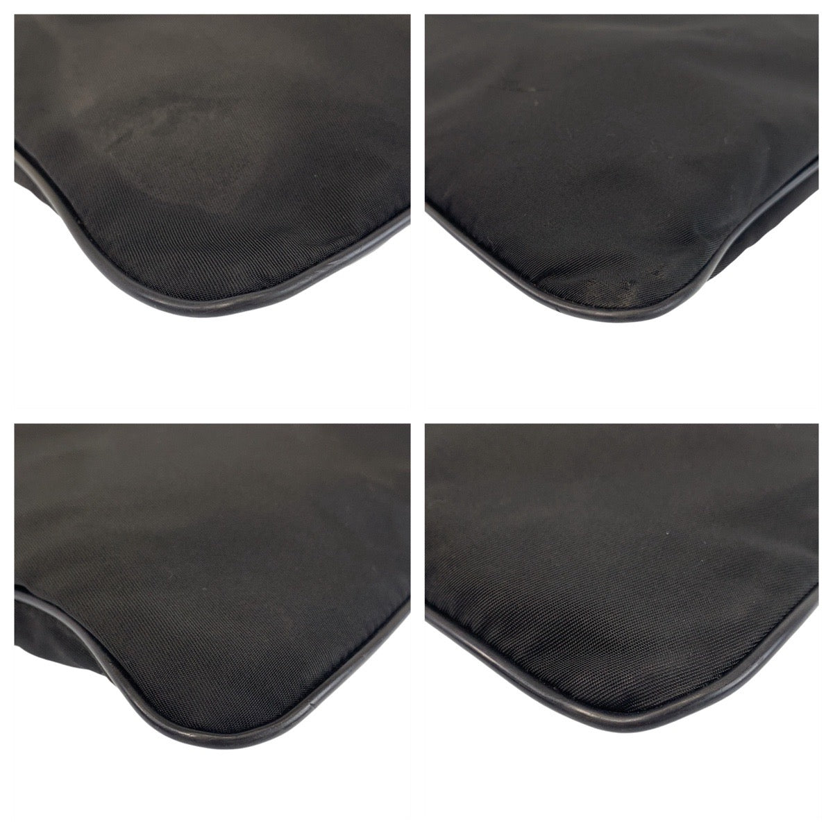PRADA Shoulder Bag Nylon Black SilverMetal Shoulder Bag Messenger bag Testo Saffiano leather Triangle With logo mens Used Authentic
