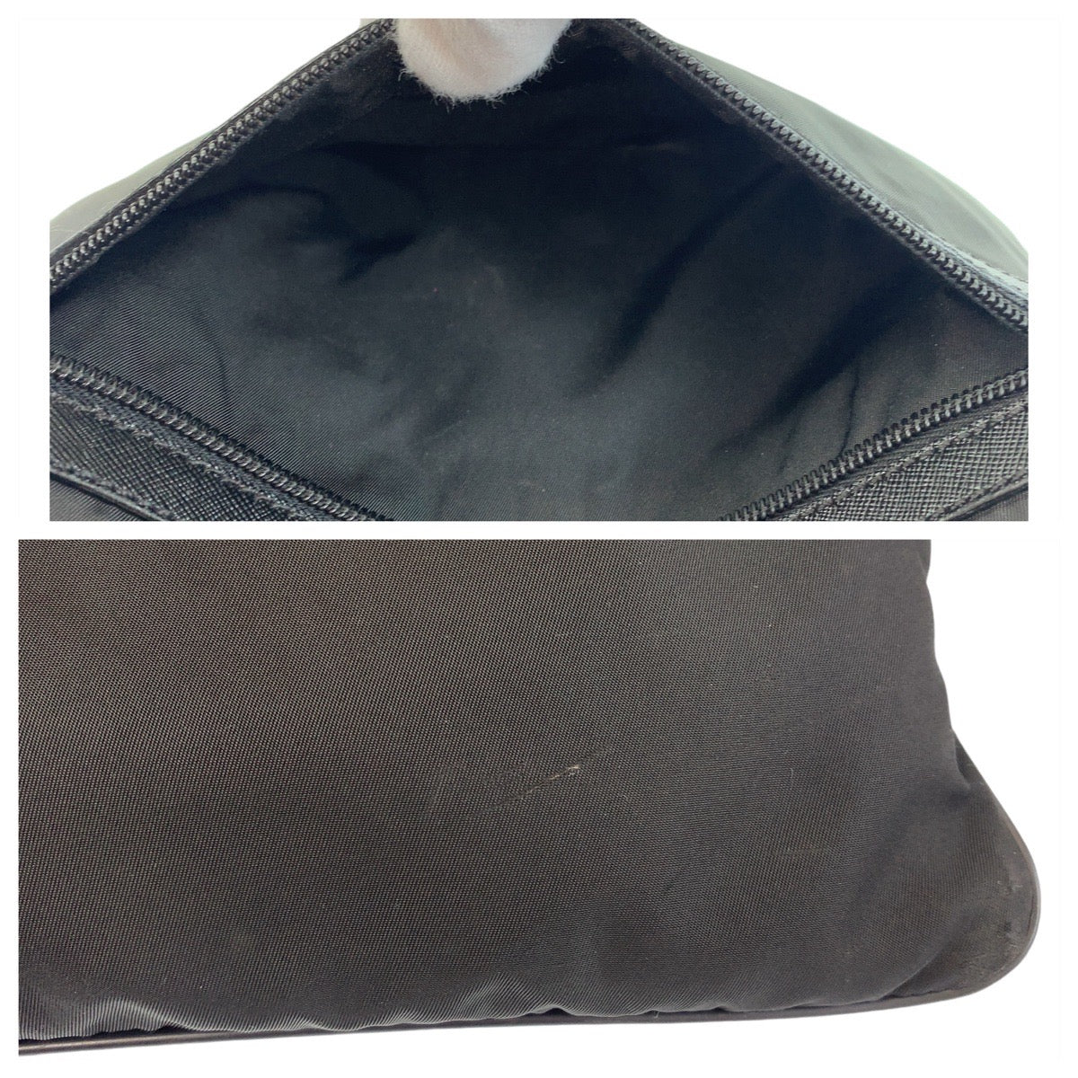 PRADA Shoulder Bag Nylon Black SilverMetal Shoulder Bag Messenger bag Testo Saffiano leather Triangle With logo mens Used Authentic