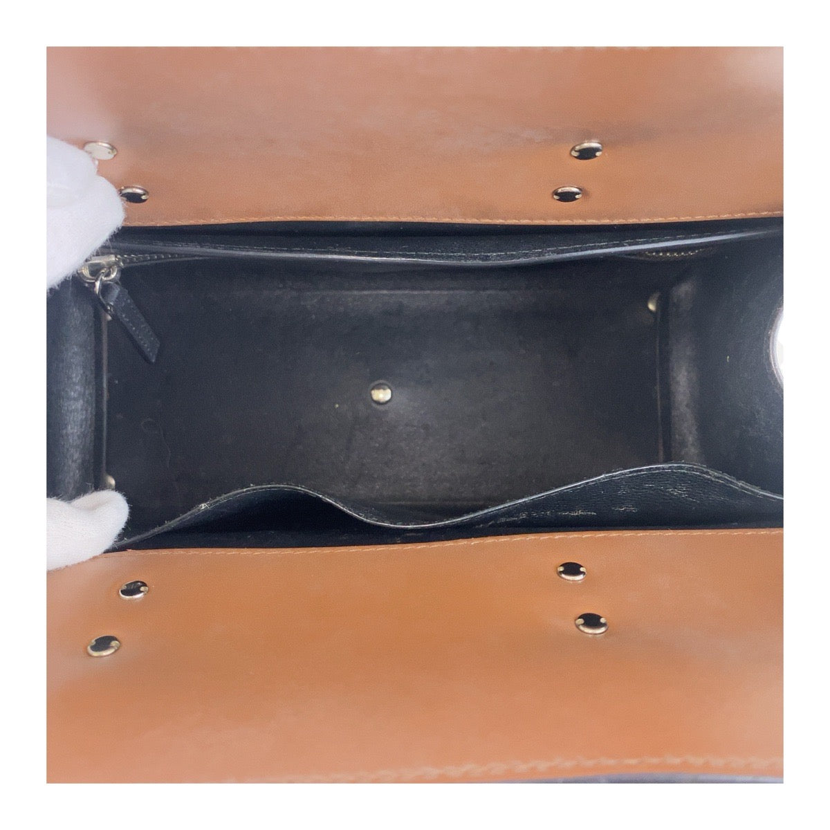 Givenchy Handbag leather Brown Silver Metal Handbag Shoulder Bag 2WAY Horizon Small Bag Women Used Authentic