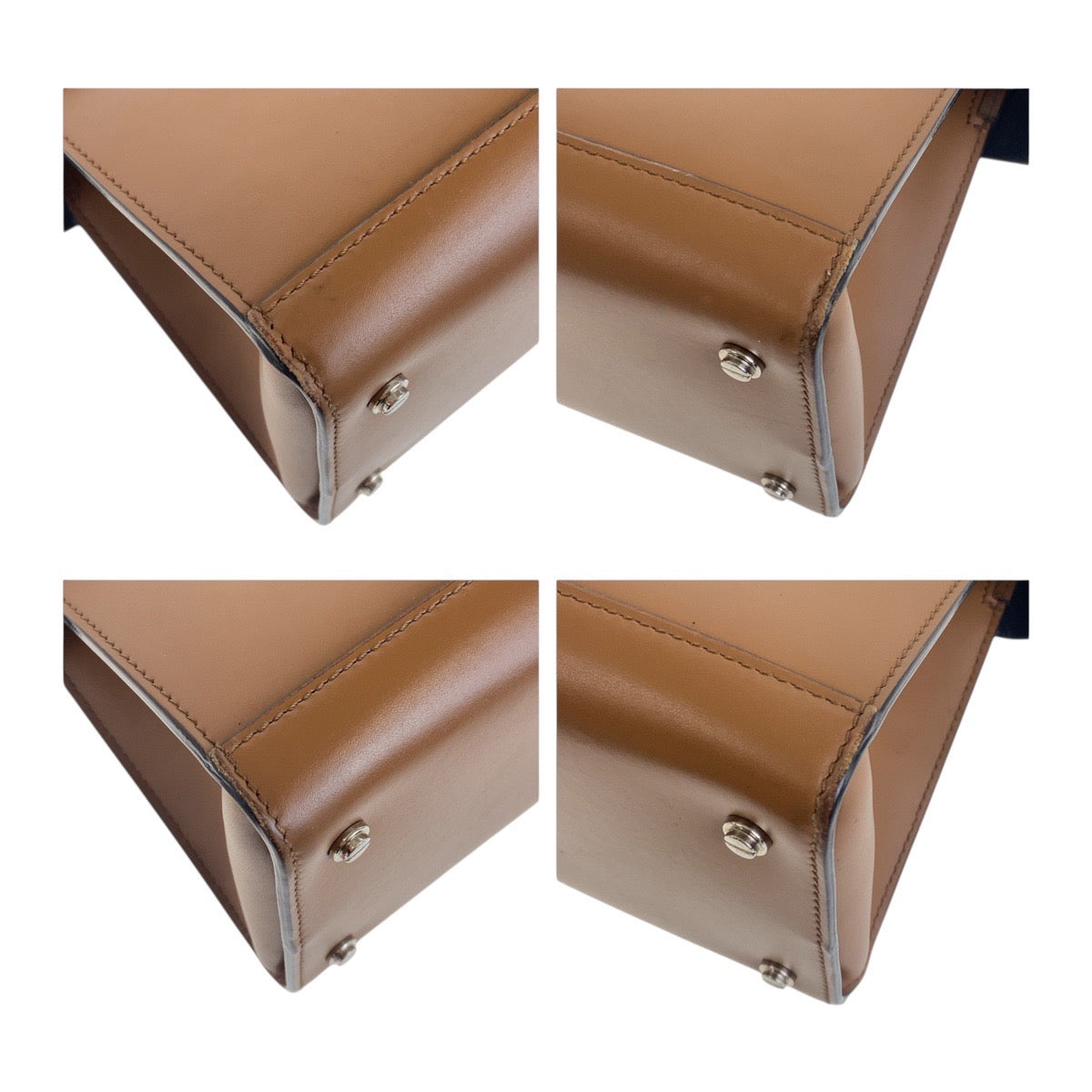 Givenchy Handbag leather Brown Silver Metal Handbag Shoulder Bag 2WAY Horizon Small Bag Women Used Authentic