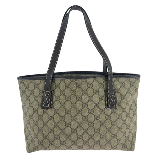 GUCCI Tote Bag 211138 GG Supreme canvas, leather Brown Silver Metal Tote Bag handbag Women Used Authentic