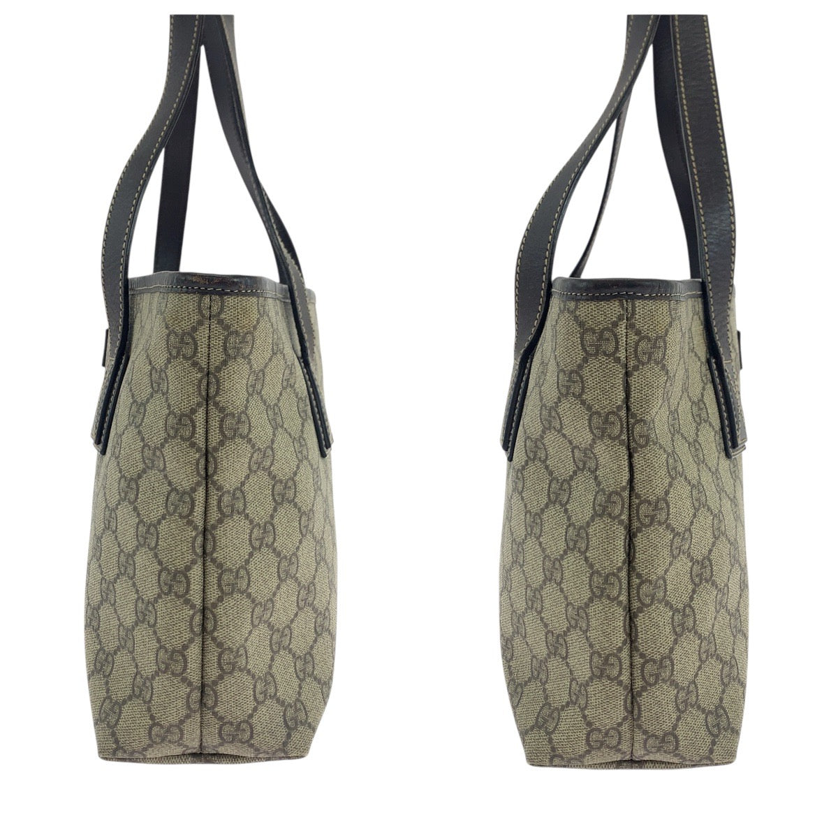 GUCCI Tote Bag 211138 GG Supreme canvas, leather Brown Silver Metal Tote Bag handbag Women Used Authentic