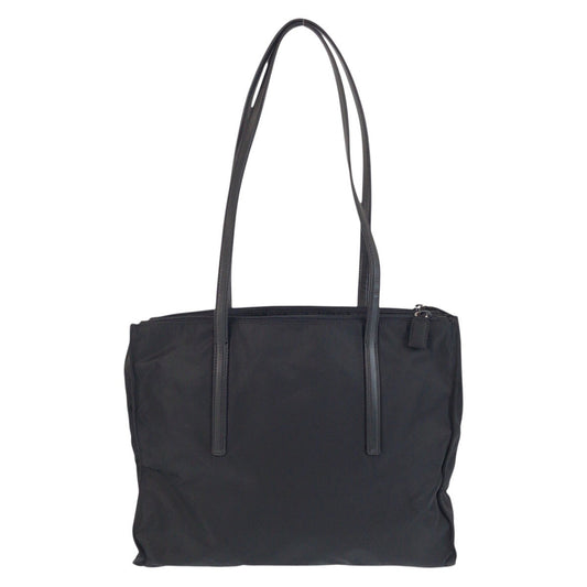PRADA Shoulder Bag Nylon Black SilverMetal Shoulder Bag Tote Bag Test Triangle With logo Women Used Authentic