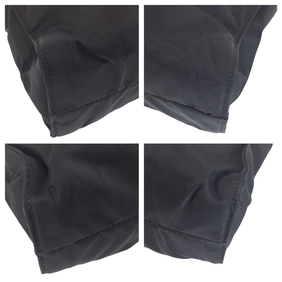 PRADA Shoulder Bag Nylon Black SilverMetal Shoulder Bag Tote Bag Test Triangle With logo Women Used Authentic