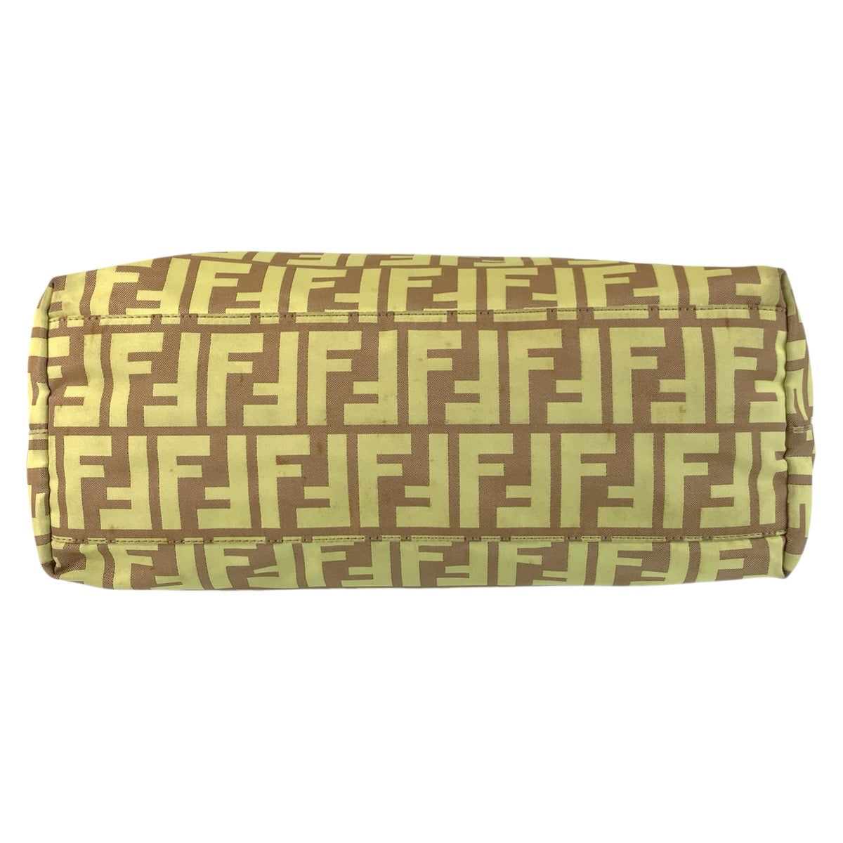 FENDI Tote Bag 8BH198 Nylon, Leather Yellow brown Tote Bag Shoulder Bag Zucca Women Used Authentic
