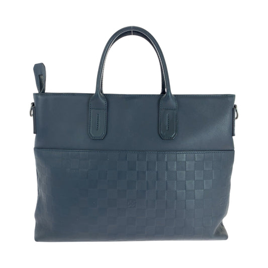 LOUIS VUITTON Business bag N41567 leather Blue Silver Metal Business bag handbag Damier Anfini 7DW Cosmos mens Used Authentic