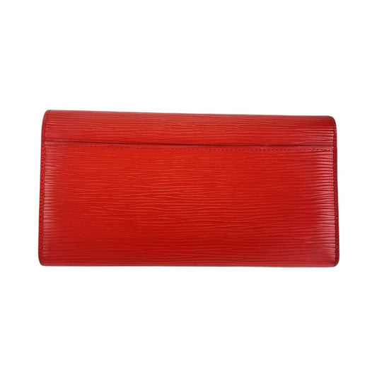 LOUIS VUITTON Long Wallet Purse M60723 leather Coquelicot SilverMetal Long wallet Epi Portefeuille Sarah Women Used Authentic