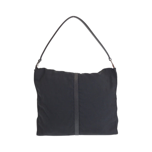 GUCCI Shoulder Bag 001 3355 Nylon Black Silver Metal Jackie Women Used Authentic