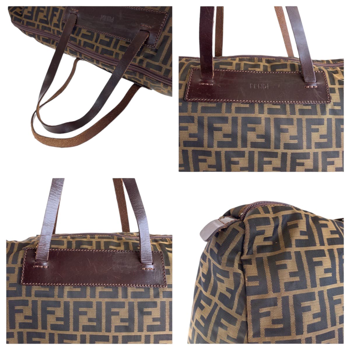 FENDI Boston Duffel bag 15418 0 009 canvas Brown Silver Metal Boston Duffel bag unisex Zucca Women Used Authentic