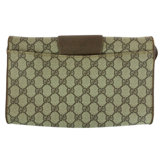 GUCCI Shoulder Bag 94 02 050 GG Supreme canvas, leather Brown Gold Metal Shoulder Bag pochette Old Gucci Women Used Authentic